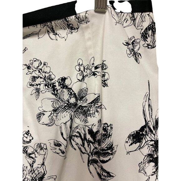 Eddie Bauer Black White Floral Skirt 100% Cotton Short Women's Size 16 - Picture 3 of 6